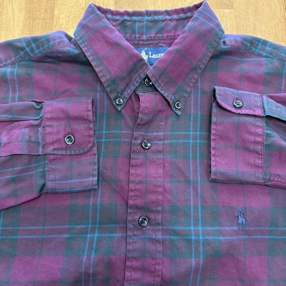 Ralph Lauren shirt men's large Blake plaid blue pony cotton button down preppy - Picture 2 of 10